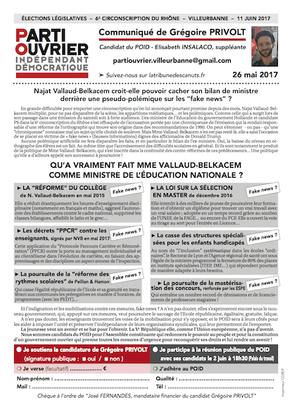 Communiqué n°3 (26 mai) - Grégoire PRIVOLT Législatives 2017