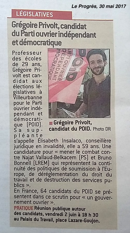 Le Progrès 30 mai 2017