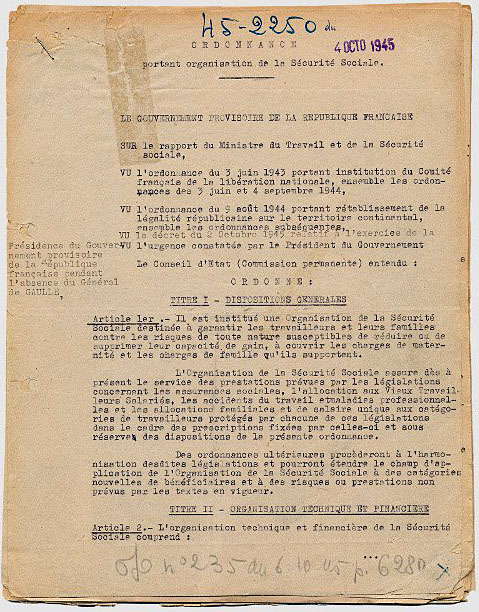 Ordonnance du 4 octobre 1945 relative à l'organisation de la S